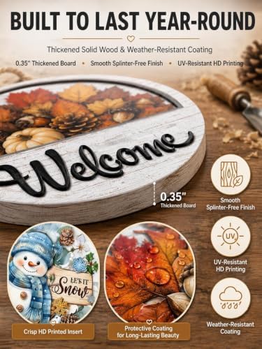 Interchangeable Welcome Sign for Front Door with 16 Seasonal Pieces - Image 6