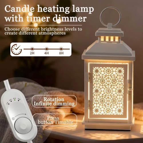 White Candle Warmer Lamp with Timer, Dimmable Farmhouse Lantern - Image 2