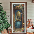 Burbuja Spring Flower Wood Door Cover, Stretch Fabric Backdrop Door Porch Covers for Home Party Holidays Decoration, 35x79 in - Image 6