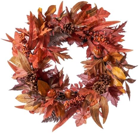DN DECONATION 24 Inch Fall Wreaths for Front Door, Autumn Farmhouse Wreaths by DNDECONATION