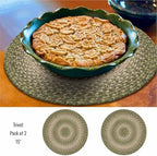 Homespice Grassland Braided Placemats for Rustic Decor, Round 15" Set of 2 - Image 2