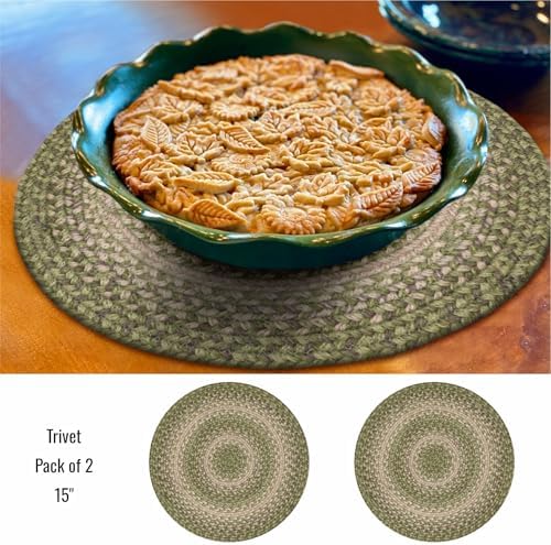 Homespice Grassland Braided Placemats for Rustic Decor, Round 15" Set of 2 - Image 2