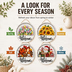 16PCS Interchangeable Welcome Sign for Front Door Seasonal Magnetic Wooden (#2-2pcs) - Image 4