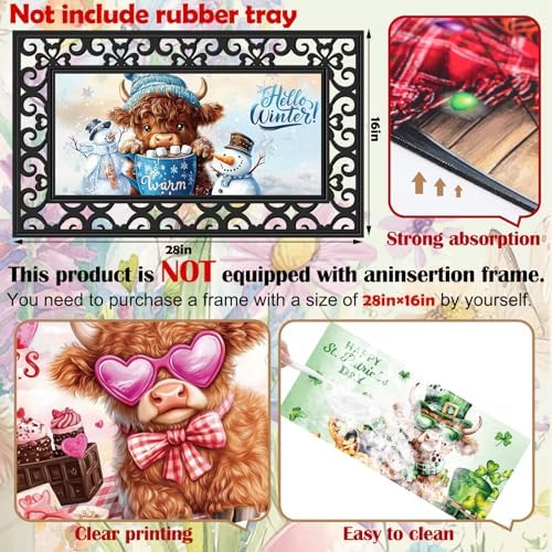 Nuanchu 12 Pack Seasonal Doormat Inserts, 10x22 in, Interchangeable, Cow - Image 3