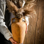 Ceramic Vase with 2 Handles, 11.41 Inch Rustic Farmhouse Vase - Image 2