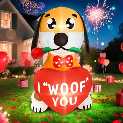 Valentine Inflatables Outdoor Decorations 4FT Dog Blow Up Yard Decor by VIONMI