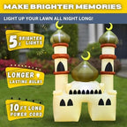 6FT Ramadan Inflatable Beige and Green Mosque - Islamic Ramadan Decor for Outdoor Front/Back Lawns, Built-in LED Lights and Fan to Blow Up with Air, Iftar/Eid Gift, By RamadanInflatables.com - Image 4