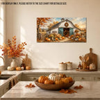 WAXWHELK Fall Farmhouse Canvas Wall Art, Rustic Farmhouse Barn Pumpkin Autumn Thanksgiving Painting Pictures Artwork for Bedroom Living Room Home Decor (24"x47") - Image 3