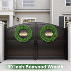 30Inch Green Boxwood Wreaths for Front Door Realistic All Season Eucalyptus - Image 2