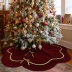 Arrowbash Red 60 Inch Christmas Tree Skirt Velvet Scallop Ddge by Arrowbash