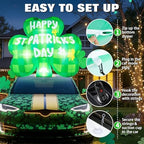 St Patricks Day Inflatables Outdoor Decorations, 5.2 FT Long Blow Up St. Patrick’s Day Lucky Shamrock Car Decoration, Built-in LED Lights Patrick Holiday Decor for Roof Outside Yard Lawn Garden - Image 7