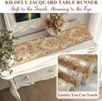 kilofly Elegant Floral Brocade Jacquard Table Runner Tassels (60 x 12 inches) - Image 5