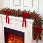 Riceshoot 6ft Red Berry Bow Christmas Garland for Mantel Fireplace by Zuqqaaoor