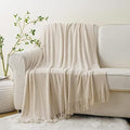 BATTILO HOME Beige Throw Blanket for Couch, 50"x60" by BATTILOHOME