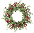 SHACOS Artificial Christmas Wreath 20" Winter Wreaths Pine Red Berries Xmas Holly Berry Decoration for Front Door Window Party Holiday, Red Green by SHACOS