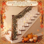 Riceshoot 6 ft Fall Garland for Mantle, Realistic Leaves Fireplace Decor - Image 5