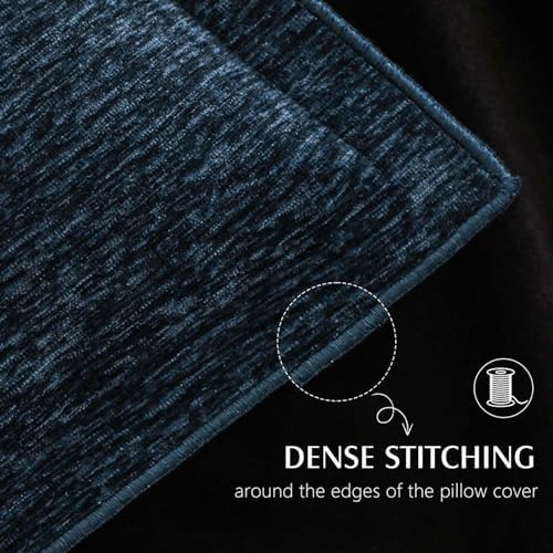 Decorative Chenille Luxury Throw Pillow Covers with Wide Edge, Textured Solid Pillowcases, Soft Velvet Cushion Cover Home Décor for Couch Sofa Chair Bed,20×20 Inch, Set of 2, Lake Blue - Image 2