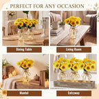 4 Sets Sunflower Mason Jar Centerpiece with LED Lights for Wedding - Image 5
