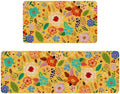 Boho Floral Kitchen Mat Set of 2,Modern Farmhouse Flowers Kitchen Rugs and Mats Non Skid Washable,Spring Summer Bohemian Kitchen Runner Rugs with Rubber Backing (Yellow 17"x47"+17"x30") by Xsinufn