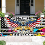 16x7FT 250 Years of Freedom Garage Door Banner, Amer-ica Eagle Patriotic Design 1776–2026, Extra Large Outdoor Garage Door Cover for Independence Day Decor - Image 6