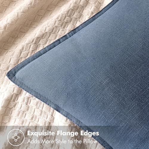 MIULEE Decorative Linen Euro Sham Pillow Covers 24x24 Inch Blue Ashes - Image 2