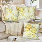 Light Yellow Flower Throw Pillow Covers 24"x24" Set of 4, Countryside Floral Sofa Cushion Cover for Chair Couch Bed Living Room Office Car Garden Patio Farmhouse Indoor Outdoor Decorative - Image 4