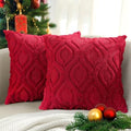 decorUhome Faux Fur Plush Soft Red Throw Pillow Covers 24x24 Set of 2 by decorUhome