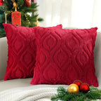 decorUhome Faux Fur Plush Soft Red Throw Pillow Covers 24x24 Set of 2 by decorUhome