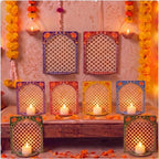 DoubleFill 30pcs Diwali Wooden Candle Holders for Wall Decor, Mandala Lotus by DoubleFill
