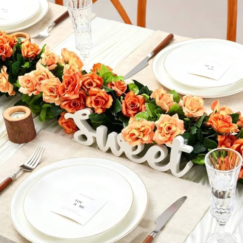 Floweroyal 6 Pack Artificial Flower Garlands 15.8FT Fake Rose Vines Silk Flowers Hanging Rose Ivy for Wedding Arch Party Home Garden Wall Decor (Sunset Orange) - Image 3