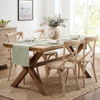 ZeeMart Linen Checked Farmhouse Placemats Set of 6, Seeding Green 13x19in - Image 6