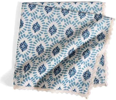 Lace Cloth Napkins, Cotton Linen, 12 Pack, 20x20 Inch, Moroccan Beauty - Image 2