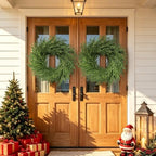 26 Inch Real Touch Norfolk Pine Wreath Christmas Decorations for Front Door, Fake Plants Green Christmas Wreath Home Decor, Xmas Decor Indoor Outdoor for Mantel Fireplace Wall Holiday Winter Decor - Image 4