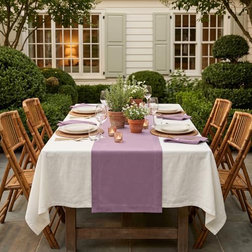 Solino Home 100% Pure Linen Table Runner Mulberry Long, Fete 14 x 90 in - Image 3