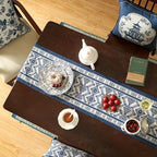 bilin gaier Chinoiserie Blue Stripe Cloth Runner for Table,Decorative Farmhouse Linen 87 Inches Long Table Runners,Decor Tabletop for Kitchen,Dining,Party,Home,Christmas,12"x87" - Image 6