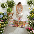 Moucuny 2 Pcs Spring Coir Mat Outdoor, Flower Welcome Doormat - Image 5