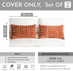 BlissBlush Decorative Lumbar Throw Pillow Covers 12X20 Set of 2, Brick Red Rust Boho Farmhouse Cushion Cover, Soft Accent Pillowcase for Couch Sofa Bed Living Room Home Décor - Image 2