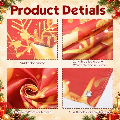 Tiamon Christmas Garage Door Cover Banner 7x16 ft Outdoor Xmas, Red Gold - Image 3