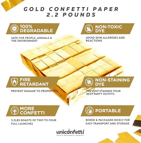 JAPJA Tissue Paper Confetti Bulk Refill, Metallic Gold, 2.2lb - Image 3