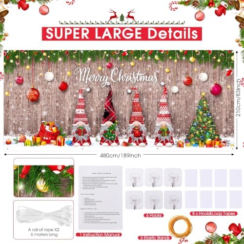 WovWeave Christmas Gnome Garage Door Cover, 7 x 16 ft Outdoor Banner - Image 2