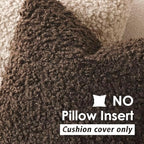 Foindtower Decorative Fuzzy Faux Fur Throw Pillow Covers 22x22 Dark Brown - Image 3