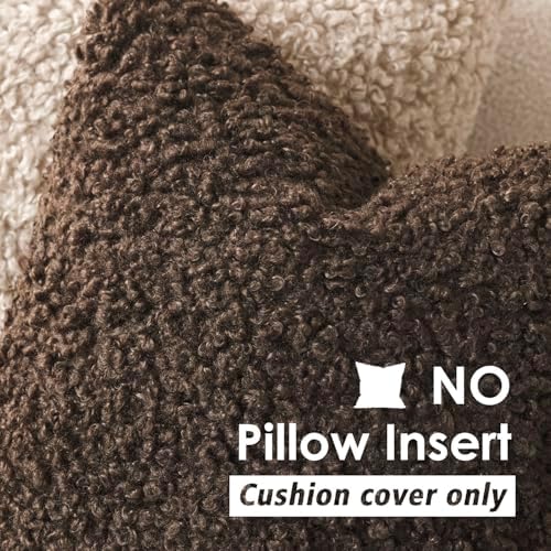 Foindtower Decorative Fuzzy Faux Fur Throw Pillow Covers 22x22 Dark Brown - Image 3