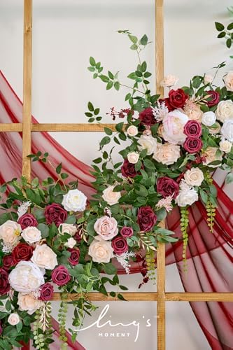 Ling's moment Burgundy Eucalyptus Flower Garland Wedding Arch 9 FT - Image 3