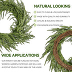 ENVEN 24" Norfolk Pine Wreath for Front Door, Real Touch Norfolk Pine Wreath Artificial Green Wreath Greenery Realistic Wreath Holiday Decoration for Home Decor - Image 5
