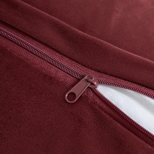 Yaertun Set of 2 Decorative Throw Pillow Covers Thick Plush Wool Throw Pillows Super Soft Luxury Faux Rabbit Fur Velvet Cushion Covers for Couch Sofa Bed Living Room 26x26 Inch Burgundy - Image 4
