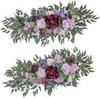 TINGE TIME Flower Garlands, 2 PCS Artificial Eucalyptus Garlands, Handcraft Artificial Rose Garland for Arch Wedding Sweetheart Table Ceremony Backdrop Decorations for Home (Lavender) by TINGETIME