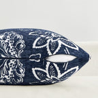 Set of 2 Chenille Floral Pillow Covers 20x20 Inch Navy Blue - Image 7