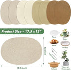 Oval Woven Placemats Set of 8 Heat Resistant Placemats 17.5 x 12 Inches Farmhouse Cotton Rope Place Mats for Dining Tables Trivets for Hot Dishes, Mixed Brown - Image 3