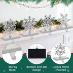 INNO STAGE Snowflake Christmas Stocking Holders for Mantle -Set of 4 Metal Stocking Hangers, Silver Stocking Hooks for Fireplace Window Tabletop Stair Shelf Christmas Decoration - Image 6