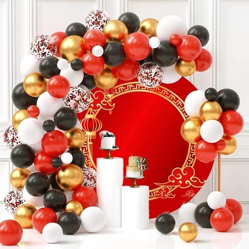 Happy Chinese New Year Round Backdrop Cover Chinese Style Photography Backdrop Red Lantern Lunar New Year Circle Background Chinese Spring Festival Celebration Party Decorations Supplies 7.5ft - Image 2